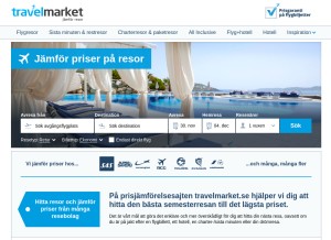 How travelmarket.se looks like on a tablet such as an iPad.
