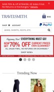 How travelsmith.com looks like on a mobile device such as an iPhone.