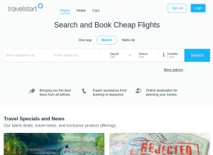 How travelstart.com looks like on a tablet such as an iPad.