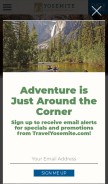 How travelyosemite.com looks like on a mobile device such as an iPhone.