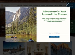 How travelyosemite.com looks like on a tablet such as an iPad.