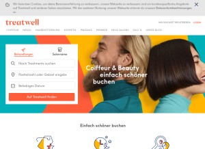 How treatwell.ch looks like on a tablet such as an iPad.