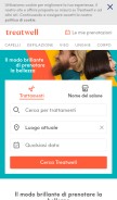How treatwell.it looks like on a mobile device such as an iPhone.