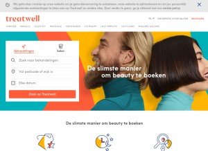 How treatwell.nl looks like on a tablet such as an iPad.