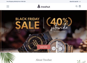 How treehut.co looks like on a tablet such as an iPad.