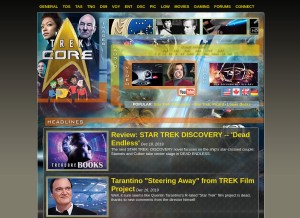 How trekcore.com looks like on a tablet such as an iPad.