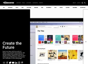 How trendhunter.com looks like on a tablet such as an iPad.