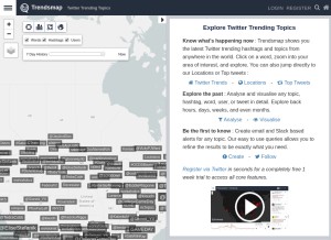 How trendsmap.com looks like on a tablet such as an iPad.