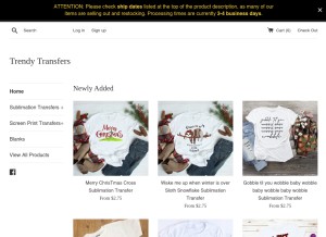 How trendytransfers.com looks like on a tablet such as an iPad.
