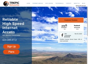 How trepicnetworks.com looks like on a tablet such as an iPad.