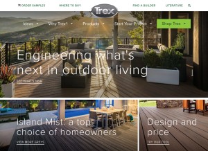 How trex.com looks like on a tablet such as an iPad.