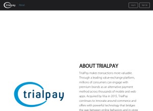 How trialpay.com looks like on a tablet such as an iPad.