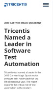 How tricentis.com looks like on a mobile device such as an iPhone.