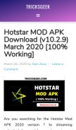 How tricksgeek.com looks like on a mobile device such as an iPhone.