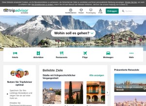 How tripadvisor.ch looks like on a tablet such as an iPad.