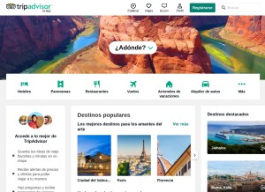 How tripadvisor.cl looks like on a tablet such as an iPad.