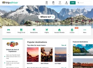 How tripadvisor.com looks like on a tablet such as an iPad.