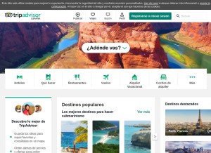 How tripadvisor.es looks like on a tablet such as an iPad.