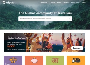 How tripoto.com looks like on a tablet such as an iPad.