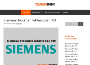 How trockner-fehler.net looks like on a tablet such as an iPad.
