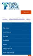 How tropicalfcu.org looks like on a mobile device such as an iPhone.