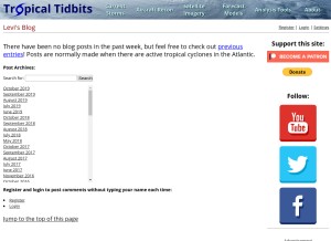 How tropicaltidbits.com looks like on a tablet such as an iPad.
