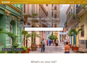 How trover.com looks like on a tablet such as an iPad.