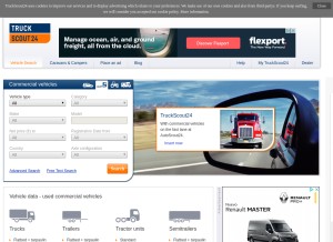 How truckscout24.net looks like on a tablet such as an iPad.