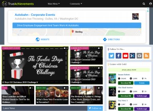 How trueachievements.com looks like on a tablet such as an iPad.