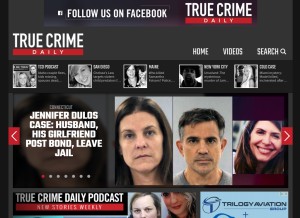 How truecrimedaily.com looks like on a tablet such as an iPad.