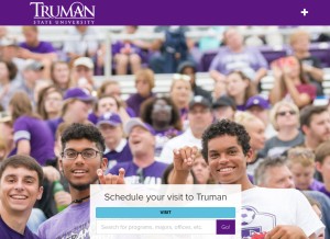 How truman.edu looks like on a tablet such as an iPad.