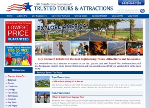 How trustedtours.com looks like on a tablet such as an iPad.