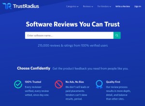 How trustradius.com looks like on a tablet such as an iPad.