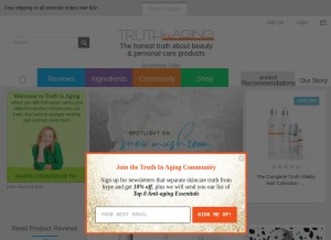 How truthinaging.com looks like on a tablet such as an iPad.