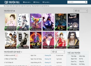 How truyenfull.vn looks like on a tablet such as an iPad.