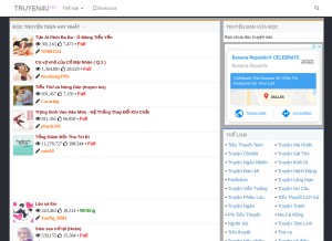 How truyenfun.com looks like on a tablet such as an iPad.