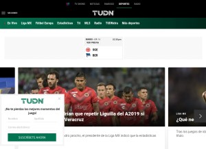 How tudn.com looks like on a tablet such as an iPad.