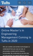 How tufts.edu looks like on a mobile device such as an iPhone.