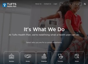 How tuftshealthplan.com looks like on a tablet such as an iPad.