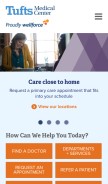 How tuftsmedicalcenter.org looks like on a mobile device such as an iPhone.