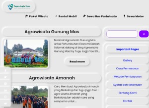 How tugujogjatour.com looks like on a tablet such as an iPad.