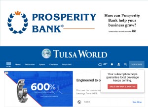 How tulsaworld.com looks like on a tablet such as an iPad.