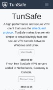 How tunsafe.com looks like on a mobile device such as an iPhone.