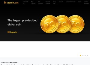 How tupcoin.com looks like on a tablet such as an iPad.