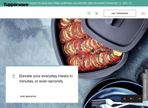 How tupperware.com looks like on a tablet such as an iPad.