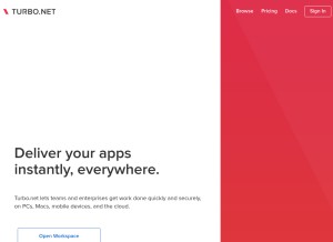 How turbo.net looks like on a tablet such as an iPad.