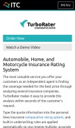 How turborater.com looks like on a mobile device such as an iPhone.