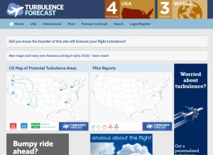 How turbulenceforecast.com looks like on a tablet such as an iPad.