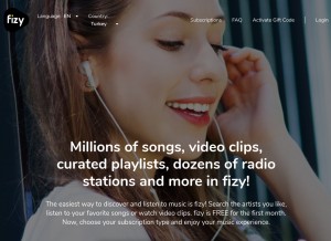 How turkcellmuzik.com looks like on a tablet such as an iPad.