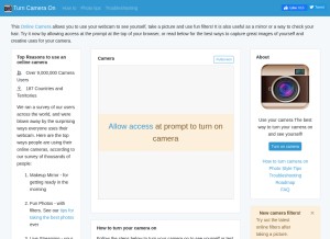 How turncameraon.com looks like on a tablet such as an iPad.
